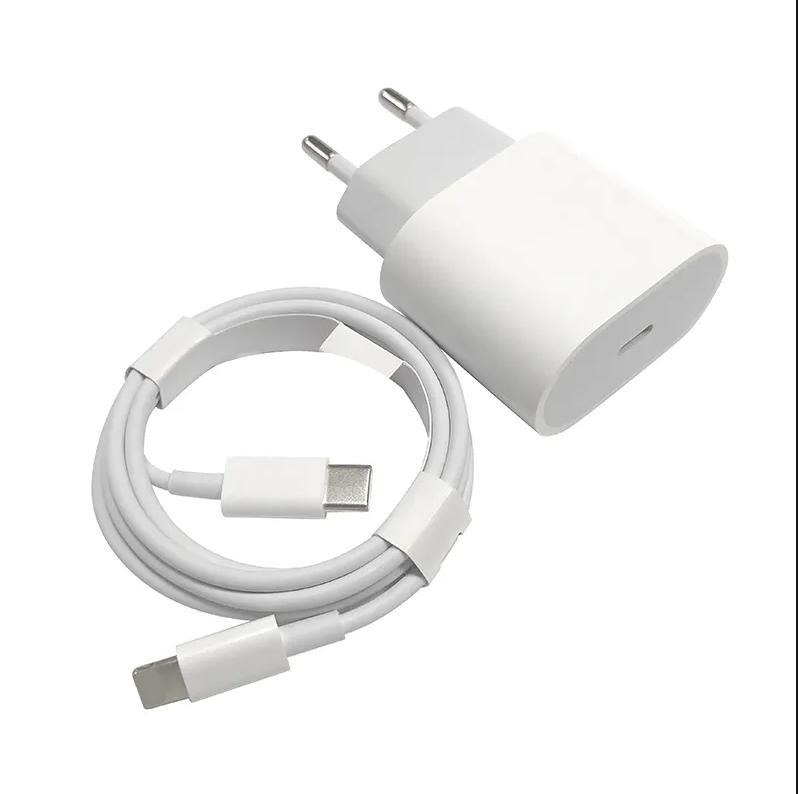 Type-C إلى Lightning وفيش أوروبي ثنائي (Apple 20W USB-C Fast Charger Set EU Plug):