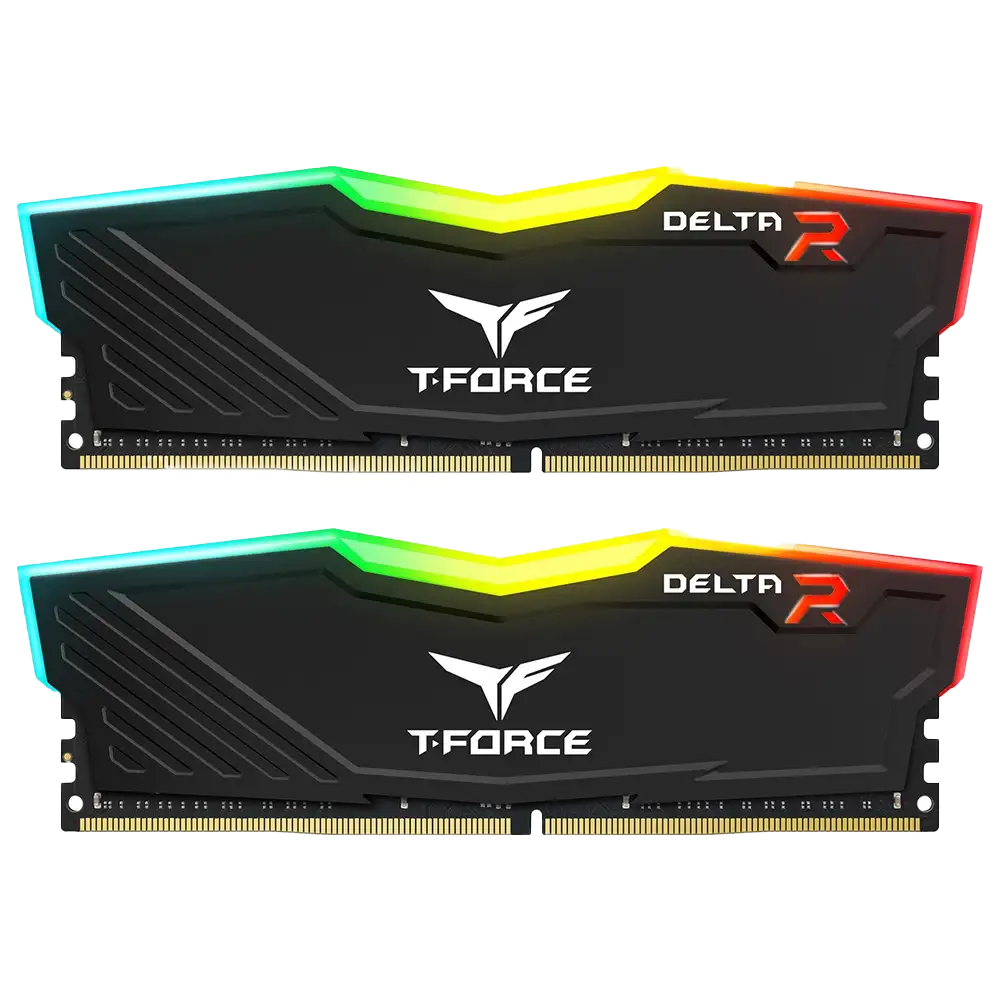 ذاكرة رام تيم جروب تي فورس ديلتا DDR4 RGB سعة 16 جيجابايت (8GBx2) - أسود (TeamGroup T-Force Delta RGB DDR4 16GB (2x8GB) Desktop Memory Kit - Black)