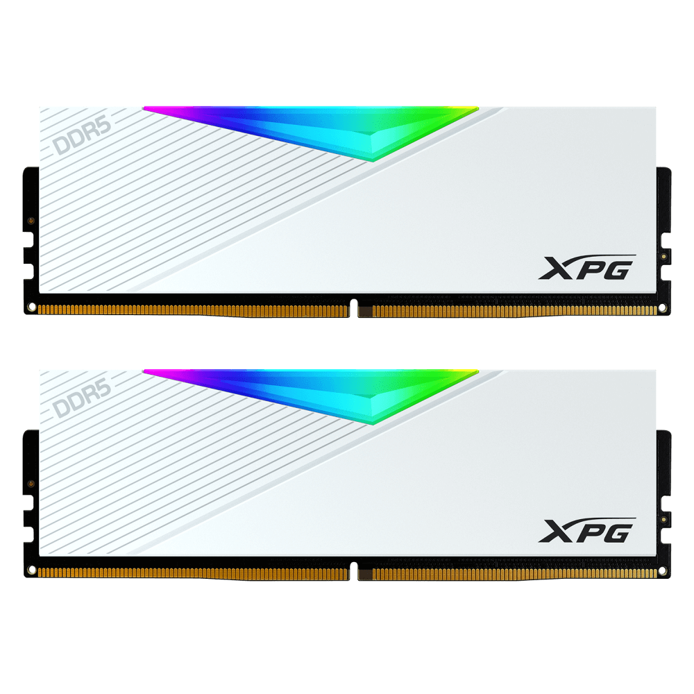 ذاكرة رام XPG لانسر DDR5 RGB سعة 32 جيجابايت (16GBx2) - أبيض (XPG Lancer RGB DDR5 32GB (2x16GB) Desktop Memory Kit - White)